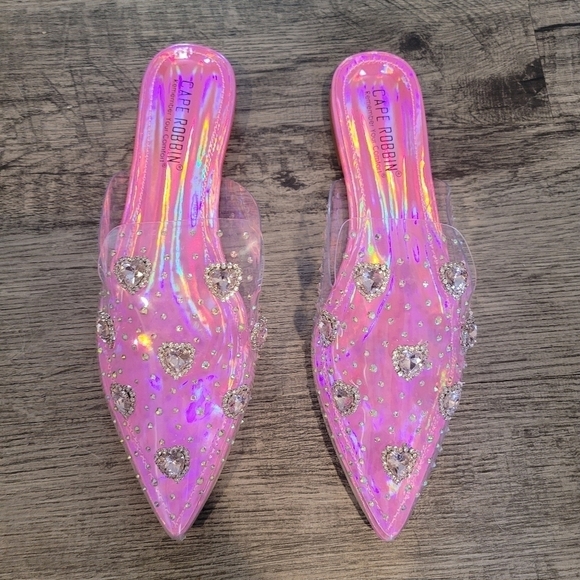 Cape Robbin Pink and Heart Rhinestone Flat Sandals - Picture 1 of 3